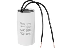 PATIKIL 10uF CBB60 Running Capacitor with 2 Wires, AC 450V Start Up Motor with Frequency of 50Hz/60Hz for Refrigerators, Washing Machines, Water Pumps, Air Compressors Pumps