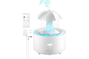 PNGOS Humidificateur d'air pour Chambre d'enfant, 300 ML, Gouttes de Pluie, humidificateur d'air, diffuseur d'aromathérapie LED 7 Couleurs pour Bureau, Chambre, Voiture, Bureau