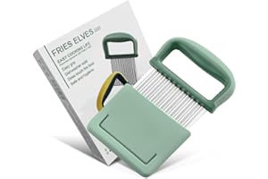 Huoberr Wellenschneider Aus Edelstahl, Pommes Wellenmesser Mit Schützendem,Das Neue Kartoffelschneider Für Pommes Frites Obst Salat (Grün)