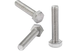 AMLOOPH M6 Bolts, M6 X 45mm Hex Head Cap Screws - A2 Grade Stainless Steel Fully Threaded Hex Bolts for Metal Construction Work, Automotive Machinery (Pack Of 10)