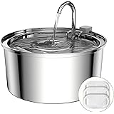 TOMXCUTE Fontanella Per Gatti Acciaio, 3,2 L Fontana In Acciaio Inossidabile per Gatti e Animali di Piccola Taglia, Design a 