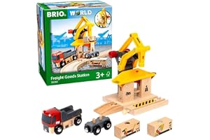 BRIO World 33280 Godsstation | Freight Goods Station Leksakståg med tillbehör och skenor i trä. 6 delar. För barn från 3 år.