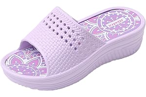 JOMIX Letnie kapcie damskie na koturnie z wygodną platformą morską do domu, z gumy EVA