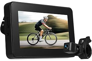 Shkalacar Bicycle Rear View Camera, Handlebar Bike Mirror with 4.3'' Screen Night Vision Function 150° Wide Angle View Adjustable Bracket Compatible with Mountain Bicycle, Road Bike