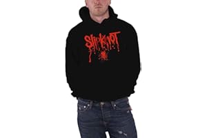 Slipknot Official Mens Black Hoodie Splatter Band Logo Back Print Pullover