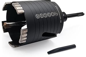 GVHAKG Diamantbohrkrone,Dosensenker Kernbohrkrone,SET 82mm Segmenthöhe 10mm,seitlich geschlitzt, mit Zentrierbohrer 10x120 mm, von Elektro-Unterputzdosen in Beton, Mauerwerk und Stein