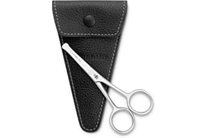 STÖRTEBEKKER SHAVING ACCESSORIES Störtebekker® Premium Beard Scissors - Forbici per barba in acciaio inossidabile - Regolabarba da uomo - Regolabarba da naso - Idea regalo - inclusa custodia in vera pelle (Nero, Breve (11 cm))