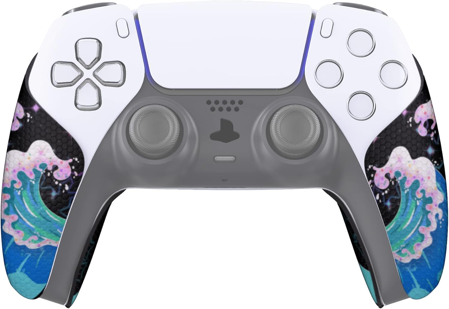 eXtremeRate PlayVital Pegatina para ps5 - Adhesivo de Silicona Antideslizante, Skin de Goma para ps5 Control, Protector con Textura para Mejor Agarre en el Mando (Olas Resplandecientes)