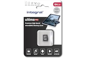 Integral 64GB microSD Card Haute Vitesse Carte Mémoire Vidéo 4K – Jusqu'à 100MB/s en lecture et 50MB/s en écriture, UHS-I, U3, Classe 10, A1 app performance - smartphones, tablettes, drones