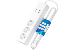 Meross Ciabatta Italiana con Apple HomeKit Intelligente, Multipresa Smart WiFi 16A con 3 Schuko 4 Porte USB, Protezione da Sovraccarico, Compatibile con Alexa, Google Home, SmartThings