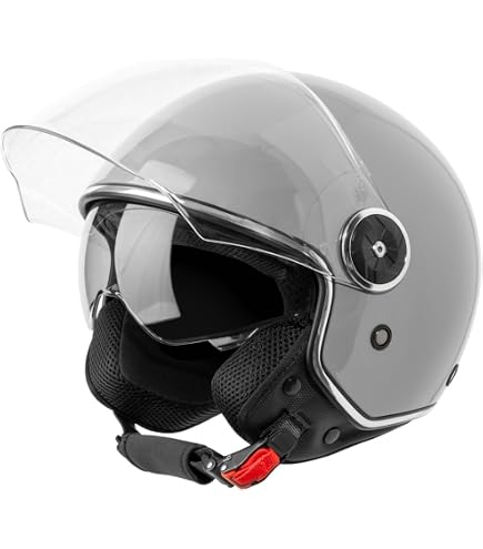 Mezzo Casco Moto Stile Vintage Casco A Scodella Vintage Cromwell - Mezzo Elmetto Retrò, ECE Omologato, Leggero, Con Occhiali Antivento, Per Cruiser E Scooter Casco Per Cruiser Scooter Touring