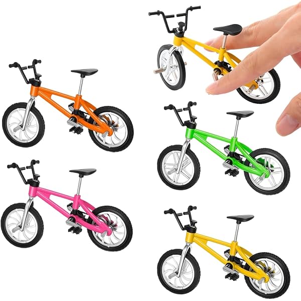 2 Mini Bici Da Dito BMX In Metallo | Finger Bike Antistress Da Collezione | Regalo Per Bambini E Adulti In Nero E Blu