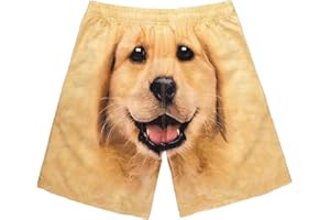 SONNENA Kreative Freizeitshorts für Herren | Niedliche Shorts mit Golden Retriever-Hunde-Print | Hoch taillierte, lässige Sommer-Hunde-Grafik-Shorts für Männer