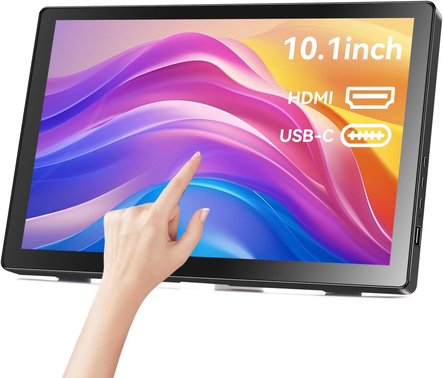 Showscren Small Touchscreen Monitor 10.1inch,1366x768P Touch Screen 60hz 400cd/m² 99% sRGB HDMI USB-C Travel Portable Monitor for Xbox PS4/5 Laptop Raspberry pi