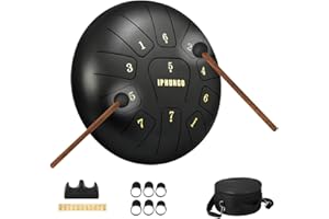 Konesky Steel Pan Steel Tongue Drum Tamburo a Percussione a Mano da 6 Pollici 8 Tune Etereo con Borsa per Il Trasporto, 2 Bacchette, Libretto di Esercitazione, 4 Scelte per le Dita, Bianca