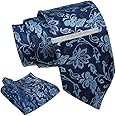 Axlon Navy Pasiley Tie For Men – Formal Ties Set With Pocket Square & Tie Pin Clip For Mens, Silk Neckties Gift Sets For Men’s (AXNW40)