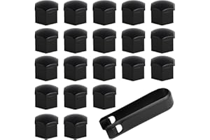 VRYTH 20 Pcs 17mm Wheel Nut Covers with Removal Tool, Bolt Caps Hub Screw Cover Universal including 20 Standard Ones Removal Tool Fit for Most Car Models Black