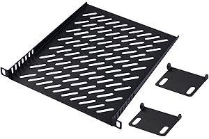 GeeekPi DeskPi RackMate T2 Accessories - Estante de rack de 10 pulgadas 0.5U, profundidad de 10.25 pulgadas, estante de servidor de 0.5U, bandeja voladiza ventilada para gabinete de red DeskPi