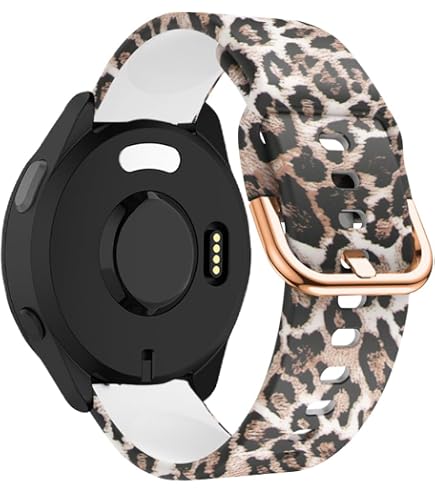 Bracelet Silicone Fin Pour Garmin – 20 Mm, Motif Léopard Gravé – Compatible Vivoactive 5, Venu, Forerunner – Femme
