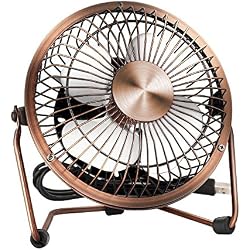 Ventilateur USB,Mini Ventilateur de Bureau,Ventilateur de Table Silencieux avec flux d'air amélioré,Alimenté par USB rotation à 360 °pour PC Maison Bureau(Cuivre)