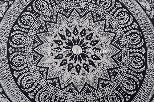 Runde Bodenkissen, Mandala Wurf Kissen- 32 „, Dekorative indische Puff, Große Ottoman, Pompon Außenkissenbezug - 2