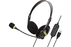 DAMOHONY Casque USB avec Microphone, Casque D'ordinateur PC avec Micro Antibruit et Commandes Audio, Stereo Casque Filaire Confort pour Skype, Webinaire en Ligne, Centre D'appels, Visioconference