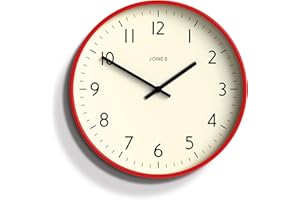 Jones Clocks® Vibrant Round Wall Clock in Acrylic the 'Studio' in Red, 30 x 30 x 4cm