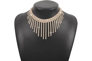 Weenkeey Collana di strass Collana di cristallo scintillante Collana a catena di strass per donne ragazze