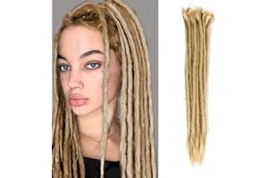 DSOAR Extensiones de rastas de doble extremo, 20 pulgadas, 10 hebras, rastas sintéticas, extensiones de pavor de ganchillo hechas a mano, pelo trenzado con giro de reggae (24 # / rubio oscuro)