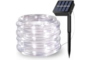 EHOFUN KINGCOO 100LED Rope Lights Outdoor,Waterproof 39FT 8Mode Solar Powered Tube Strip Light Copper Wire Fairy String Lights for Garden Yard Party Wedding Christmas Decoration(White)