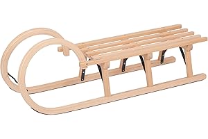 KS-DIREKT Holzschlitten 110cm Schneeschlitten Schlitten Davoser Schlitten Hörnerschlitten