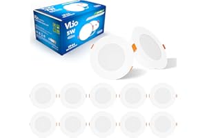 VLIO LED Recessed Ceiling Lights Ultra Slim 5W LED Downlights 75mm Hole Size for Ceiling, 6000K Cool White, 460LM, IP44 Round Spotlights for Bathroom Kitchen Living Room, 10 Pack