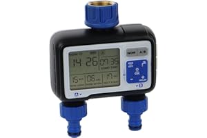 Aqua Control Programador FullVision 2, con Dos Salidas de Riego para el Jardín, Compatible con el 99% de los Grifos de Riego, Con 2 Salidas Independientes y Pantalla con Toda la Información Visible