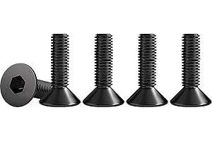 Drenky 50 Pcs M4 Bolts, Black Socket Screws M4 X 16mm 304 Stainless Steel Hex Socket Countersunk Bolts DIN 7991 / ISO 10642 Fully Thread Machine Screws Rustproof Flat Head Hex Socket Cap Screws