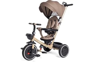 Chicco Gioco Triciclo 4in1, Triciclo evolutivo dai 6 mesi fino ai 4 anni, segue la crescita del bambino, Capote rimovibile, ruote in gomma EVA, maniglia telescopica, facile da piegare, pedali liberi