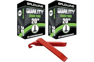 PAIR 20" Baldwins Cycle/Bike Inner Tubes 20" x 1.75 to 2.125 (Fits any 1.75, 1.85, 1.90, 1.95, 2.0, 2.10, 2.125) Schrader/Car Type Valve & BALDY'S TYRE LEVERS (Pack of 2)
