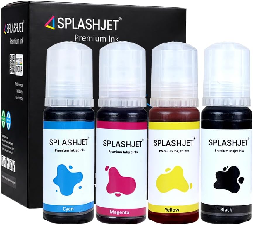 Splashjet Epson L3110, L3150, L3250, L3252, L3115, L3116, L3101, L3210, L3215, L3216, L3151, L3152, L3156, L5190 Prins için 003 Uyumlu Yedek Mürekkep ters (çok renkli, 70 gm) - 501737