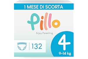 PILLO PREMIUM Pillo Pants Taglia 4 - Scorta da 132 Pants, 6 Confezioni da 22 Pannolini Mutandina 4 - Maxi (9-14 kg), Pannolini Pillo - Prima Infanzia