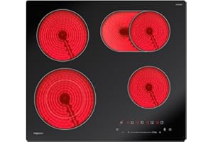 magicplux Plaque Vitrocéramique 4 Feux Encastrable, 7200W Plaque de Cuisson électrique, Zones Duales et Ovales, 15 Niveaux de Puissance, Contrôles Tactiles, Minuteur, Convient Geeignet für Alle Töpfe
