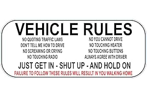 CONCRETE SANDWICHES Vehicle Rules Dashboard Bumper Funny Car Sticker/Decal 5 x 2 Inches