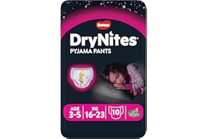 Huggies Drynites Mutandine Assorbenti per la Notte per Bambina, Taglia S (16-23 Kg), 3 Confezioni da 10 Pezzi, per un totale di 30 Mutandine