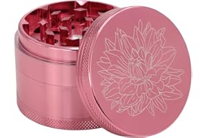 DCOU Nuovo Design Premium in Alluminio smerigliatrice Erba 2,2 Pollici 4 Pezzi smerigliatrice Metallica con collettore di polline con Il Modello di Fiore Laser (Rosa)