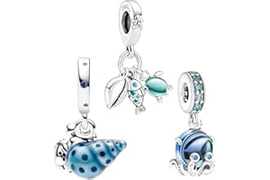 Doyafer 925 Charm Set en argent sterling gâteau d'anniversaire, animaux, voyages, fleurs, or rose pendentif perles Fit femmes bracelets collier fille cadeau 3-pièces/paquet