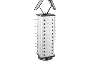 LoyaltyClivia Lot de 44 paires de lunettes de soleil rotatives à 360° en métal - Support et miroir - Présentoir carré pour exposition, magasin, décoration de maison