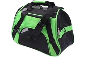 MAXPERKX Cat Carrier Bag Soft Fabric Travel Folding Pet Dog Puppy Kennel Carry Cage Crate Secure Collapsible Comfortable Airline-approved Lightweight carrier (Green, L(large))