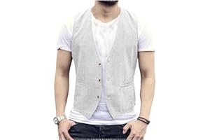 AeoTeokey Chaleco de lino de verano para hombre, chaleco informal, ajuste regular