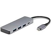 Amazon Basics USB Hub Dock for USB 3.2/3.1 2nd Gen 10Gbps USB-C to 1x USB-C / 3x USB-A Suitable for Windows/Mac, Silver, Blac