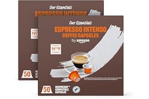 by Amazon Capsules de café Espresso Intenso compatibles Nespresso, 100 capsules (2 paquets x 50) - Certifié Rainforest Alliance