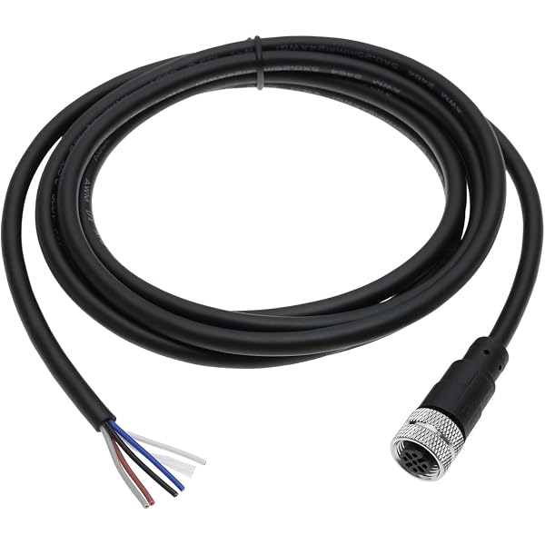 Connecteur M12 5 Broches Femelle Montage Arrière - Câble Soudure Droit Codé 0,2m Étanché