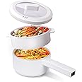 perforlld Electric Hot Pot - Non-Stick Pan, 1.5L Mini Pot for Steak, Fried Rice, and More! With Dual Power Adjustment and Steamer - Perfect for Rapid Noodles, Ramen, Oatmeal, Soup, and More!